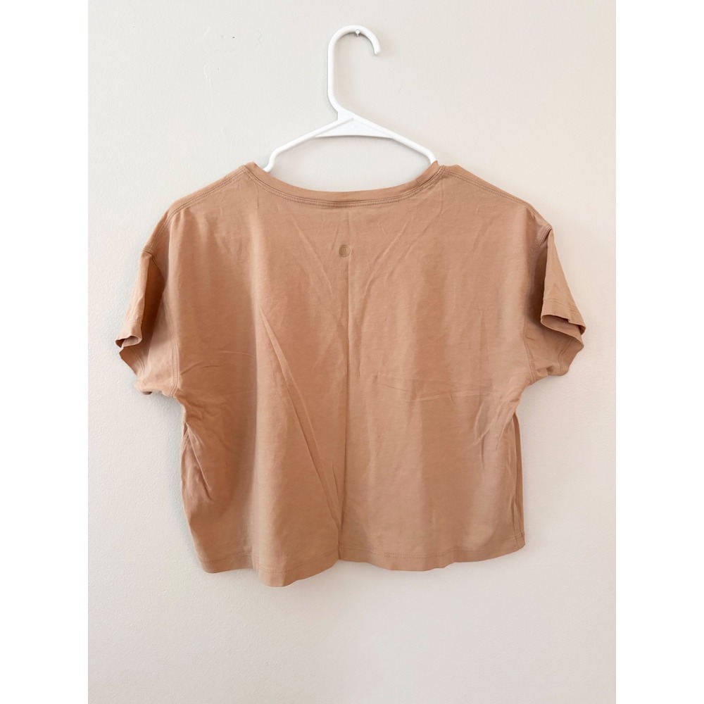 Lululemon Cates T-Shirt Copper Clay Tan Relaxed Fit Crop Top Size 4 - Picture 6 of 6